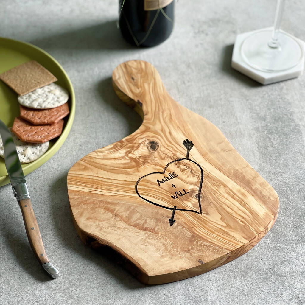 Personalised Tree Heart Carved Cheese/Chopping Board, 1 of 4
