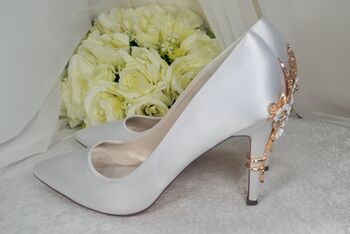 Ivory Floral Bridal Shoes With Matching Bag, 4 of 8