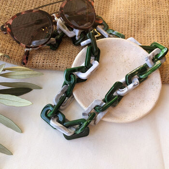 Large Glasses Chain Marble Green And White Acrylic, 3 of 7