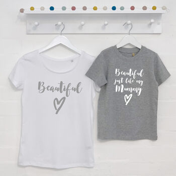 'Beautiful' Mother And Daughter Matching T Shirt Set, 4 of 7