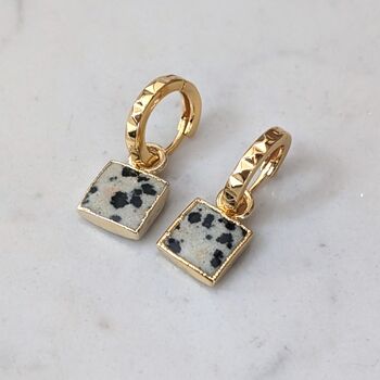 Square Dalmatian Jasper Earrings, 3 of 7