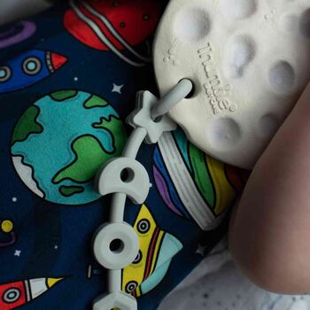 Teether Moon Toy. Baby Gift. Space Themed Toy. Easy To Hold Teething Toy Moon Biscuit®. Natural Rubber Bath Toy For Sensory Play, 10 of 10