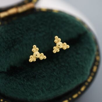 Extra Tiny Dotted Cluster Barbell Earrings, 2 of 11