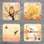 Whimsical Wildlife Set Of Four Pu Leather Coasters, thumbnail 1 of 8