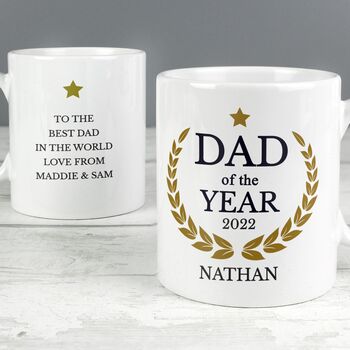 Personalised Dad Of The Year White Mug Gift, 2 of 3