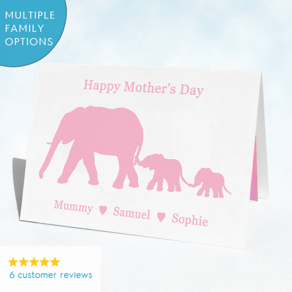 Personalised Elephants Mothers Day Card By Clean Design