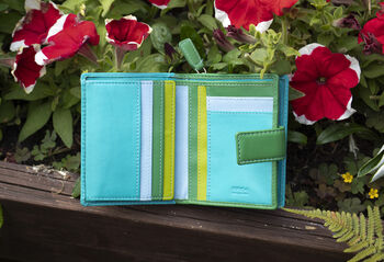 Personalised Mutlicolour Turquoise Small Leather Purse, 2 of 10