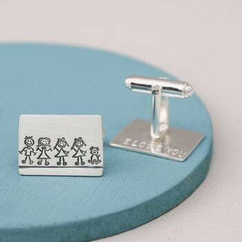 Personalised Cufflinks. Family Portrait Gift For Dad, 10 of 10