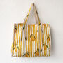 Tote Bag Cotton Yellow Lemon Quilted Beach Bag Shopper, thumbnail 1 of 4