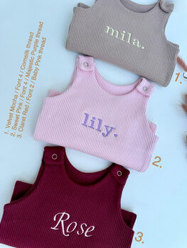 Bundle Personalised Baby Gifts Dungarees And Zip Romper, 8 of 10