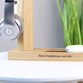 Personalised Headphone Stand With Accessories Tray, 7 of 10