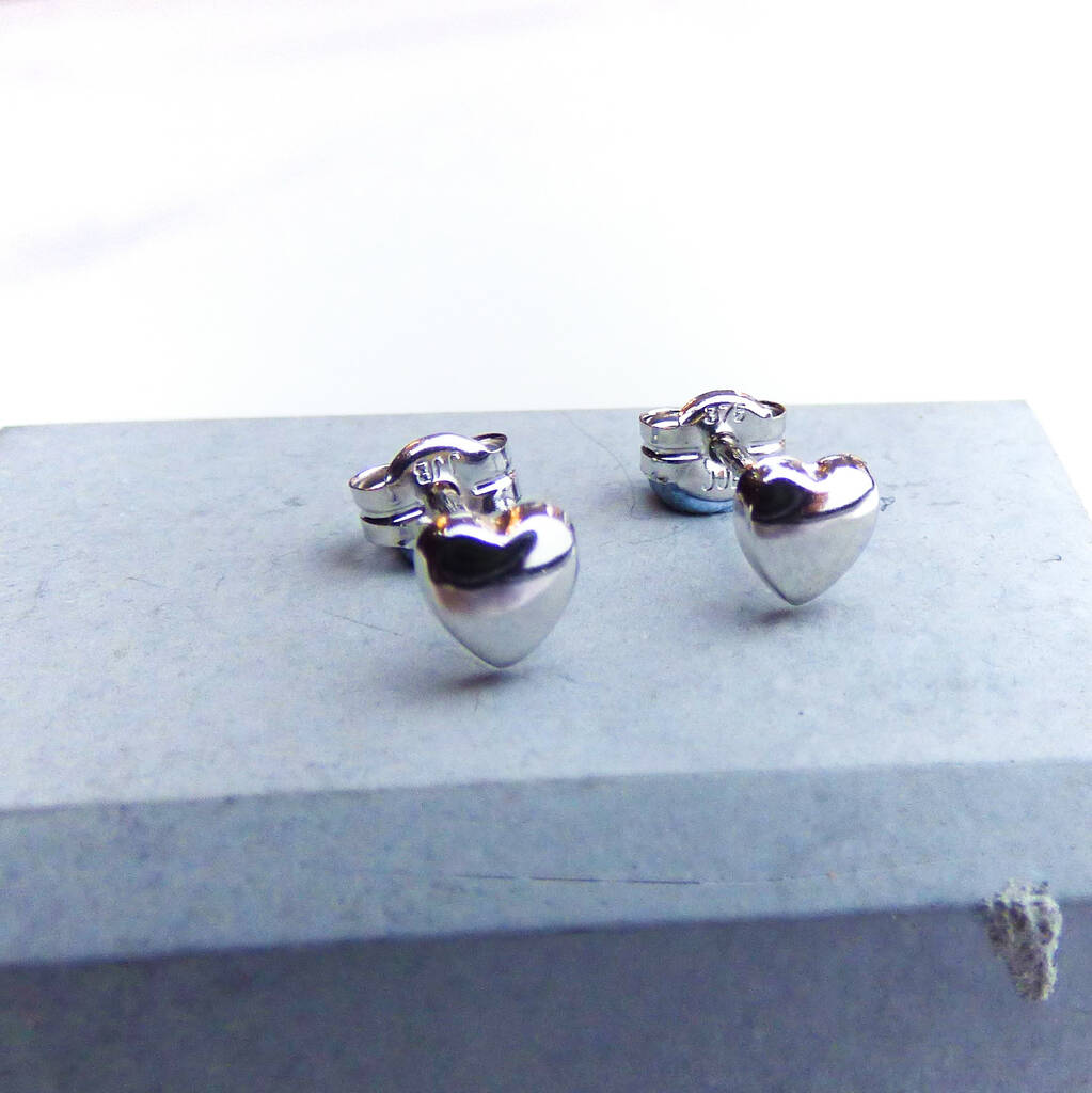 White Gold Heart Stud Earrings By Kirsty Taylor Goldsmiths