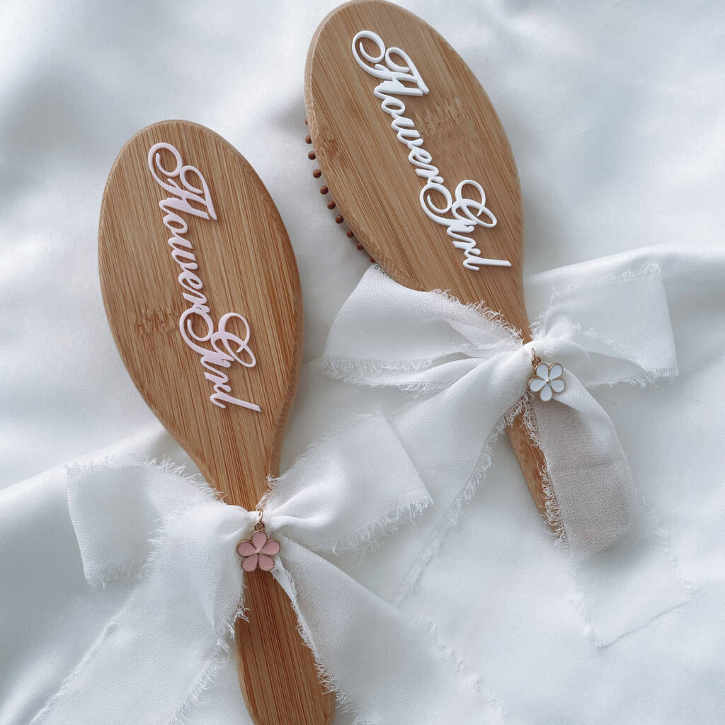 Flower Girl Wooden Hairbrush, 1 of 2