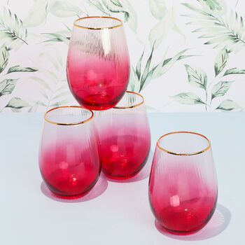 G Decor Set Of Four Monroe Ribbed Ombre Tumbler Glasses, 2 of 5