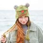 Frog Hand Knitted Woollen Animal Hat, thumbnail 2 of 5