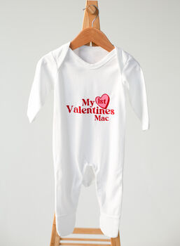 'My First Valentines' Embroidered Personalised Babygro Sleepsuit, 3 of 4