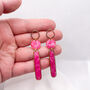 Long Pink Stud Statement Earrings, Clay And Resin, thumbnail 9 of 11