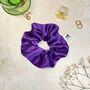 Set Of Two, Silk Scrunchie With Sleep Hair Cap, Purple, thumbnail 4 of 9