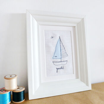 Embroidered Linen 'Yacht' Picture, 2 of 5