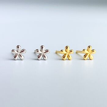 Sterling Silver Simple Flower Stud Earrings, 2 of 6