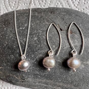 Grey Pearl Necklace Handmade With Sterling Silver, 3 of 5