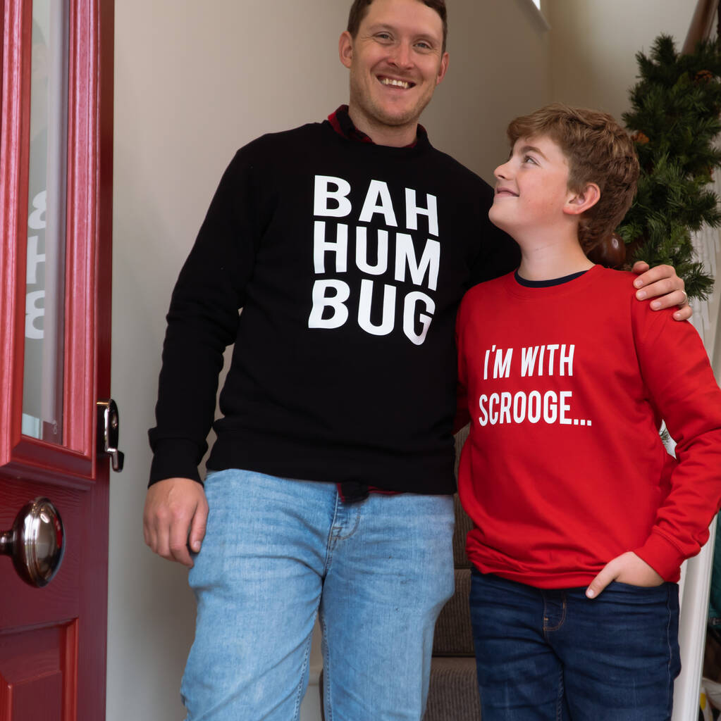 Bah Humbug Scrooge Adult And Child Sweatshirt Set, 1 of 2