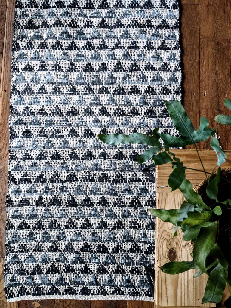 woven leather rug by peastyle