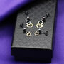 Two Heart Gothic Stud Earrings, thumbnail 2 of 5