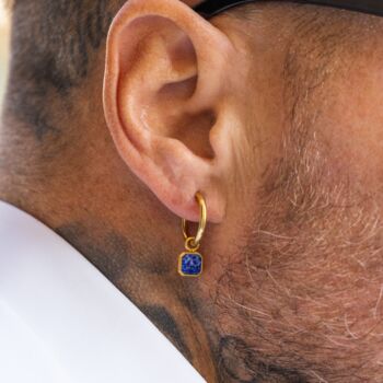 Black And Blue Lapis Lazuli Dangle Earring For Men, 9 of 10