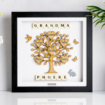 Gift For Grandma Personalised Wooden Grandchildren Family Tree Frame, 7 of 11