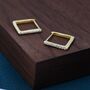 Sterling Silver Minimalist Cz Pave Square Huggie Hoop, thumbnail 6 of 12