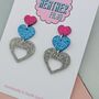 Glitter Triple Heart Resin Earrings, thumbnail 2 of 8
