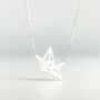 Sterling Silver Origami Crane Pendant Necklace, thumbnail 1 of 7