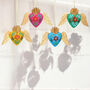 Floral Sacred Heart With Wings Christmas Tree Decoration, thumbnail 1 of 3