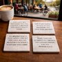 Set Of Four Marble Cycling Quotes Coasters, thumbnail 1 of 4