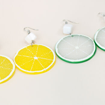 Hand Painted Lemon/Lime Drop Earrings Silver Plated, 2 of 8