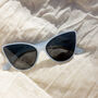 Exaggerated Front Lens Cat Eye Sunglasses In Blue, thumbnail 1 of 3