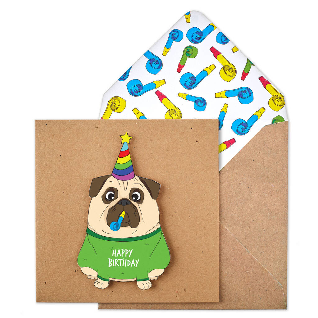 Handmade Birthday Jumper Pug Personalised Card, 1 of 5