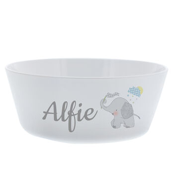 Personalised Hessian Elephant Baby Plastic Bowl, 2 of 4