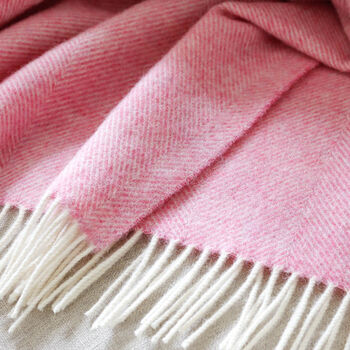 Bright Pink Herringbone Wool Throw, 2 of 4