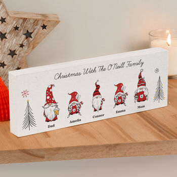 Personalised Gonk Family Christmas Wooden Mantel Decoration, 2 of 5