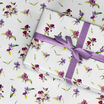 Flowers Violet Wrapping Paper Roll Or Folded, 2 of 3
