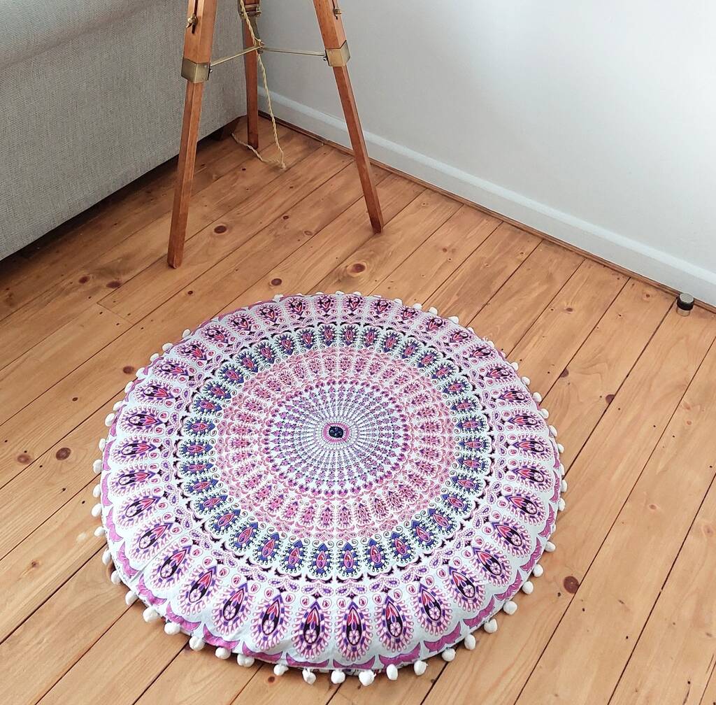 Elegant Round Mandala Floor Cushion Cover, 1 of 9