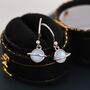 Little Simulated Moonstone Planet Drop Hook Earrings, thumbnail 3 of 10
