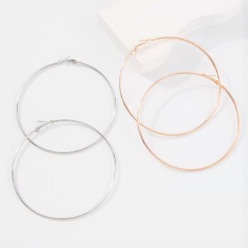 Extra Large Polished Silver Plated Hoop Earrings, 6 of 7
