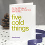 Funny 'Five Gold Rings' Christmas Card Single Or Pack, thumbnail 1 of 3