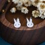 Sterling Silver Cute Bunny Earrings, thumbnail 1 of 12