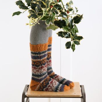 Fair Isle Handmade Wool Socks, 2 of 10