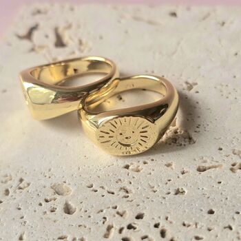 Smiling Sun Face Signet Ring, 2 of 5