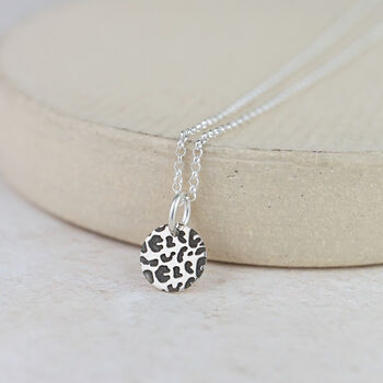 Sterling Silver Dinky Leopard Print Pendant Dark, 3 of 3